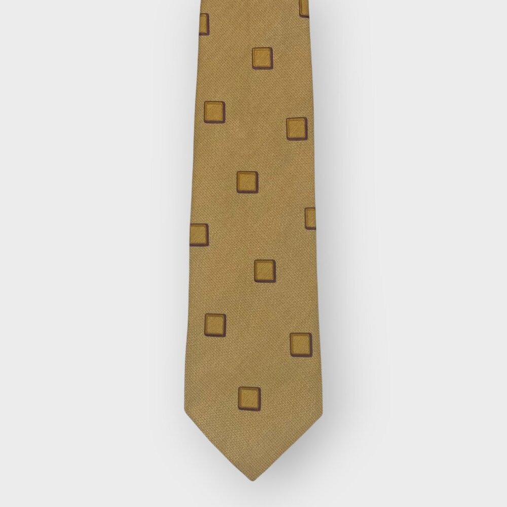 Ermenegildo Zegna Silk Tie | Yellow Geometric | Silk | Italy